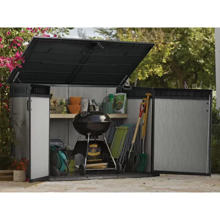 Outdoor Scene, Grande store 2020L, storage box +shed for sale in Dublin, best price, budget friendly, extra discount. Can be used as BBQ and garden storage