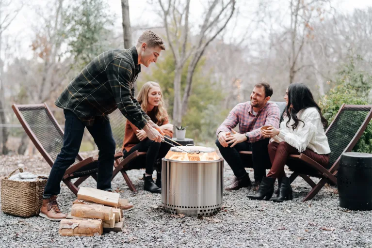 Solo Stove outdoor scene Bonfire firepit smokeless firepit heat shield for sale in Dublin Ireland, wood firepit