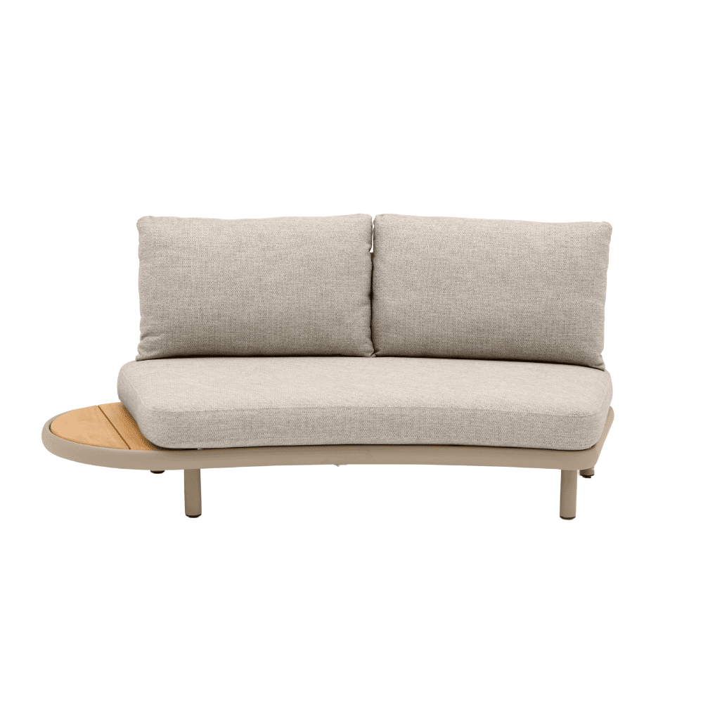 Cloud Curved Sofa Two Seat with Teak side Table – Right