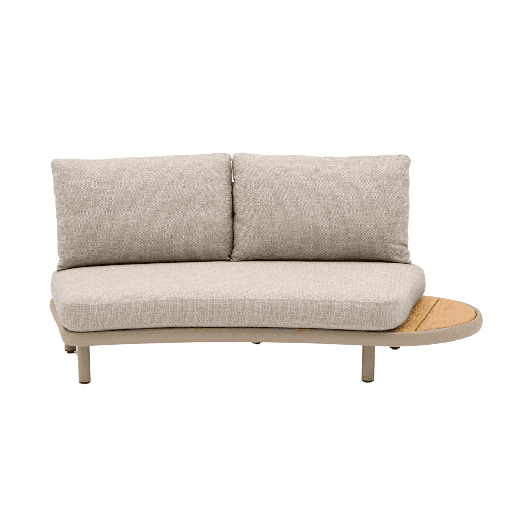 Cloud Curved Sofa Two Seat with Teak side Table – LEFT