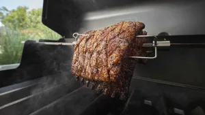 Cook with all new Weber Genesis E 415- rotisserie Loin chop. Buy rotisserie and more from outdoor.ie