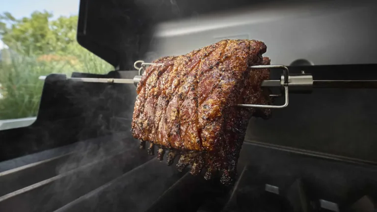 Cook with all new Weber Genesis E 415- rotisserie Loin chop. Buy rotisserie and more from outdoor.ie