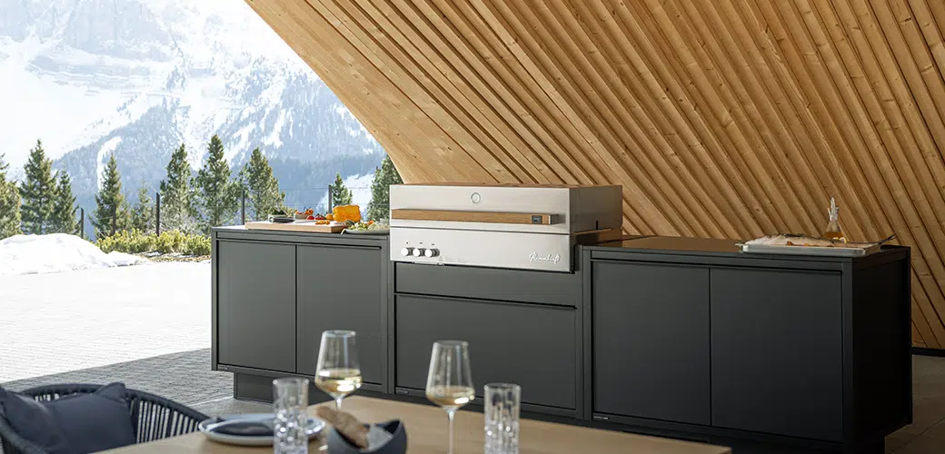 Premium Outdoor Modular Kitchen , weather resistant features. Made of high quality and amazing aesthetics in your budget. get a quote, contact us.