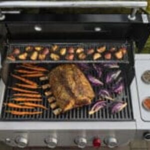 All New Weber Genesis EP 435w 4 burner branded, versatile gas Grill barbecue for Sale in Ireland, outdoor BBQ Weber on sale 2025 open lid.