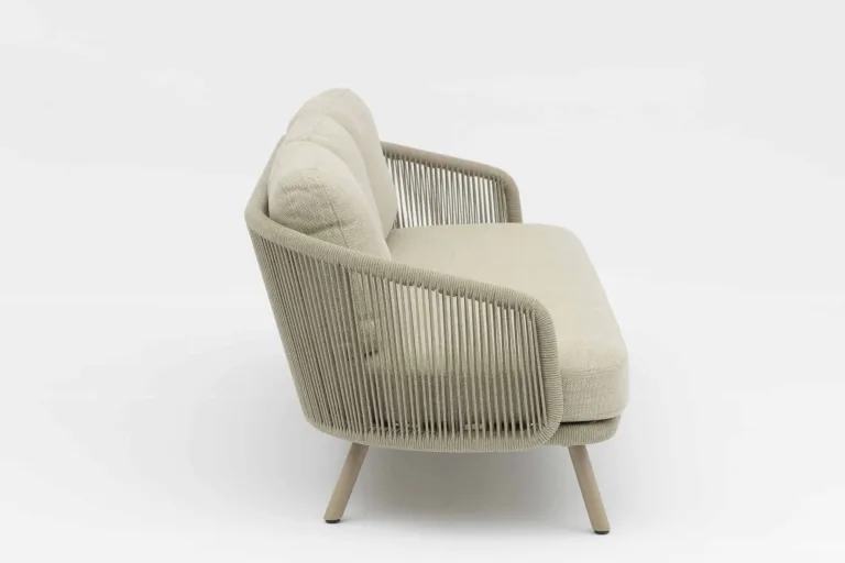 Harbour Three seater sofa, all weather outdoor furniture for sale in Dublin. On display in our showroom. Rope design side