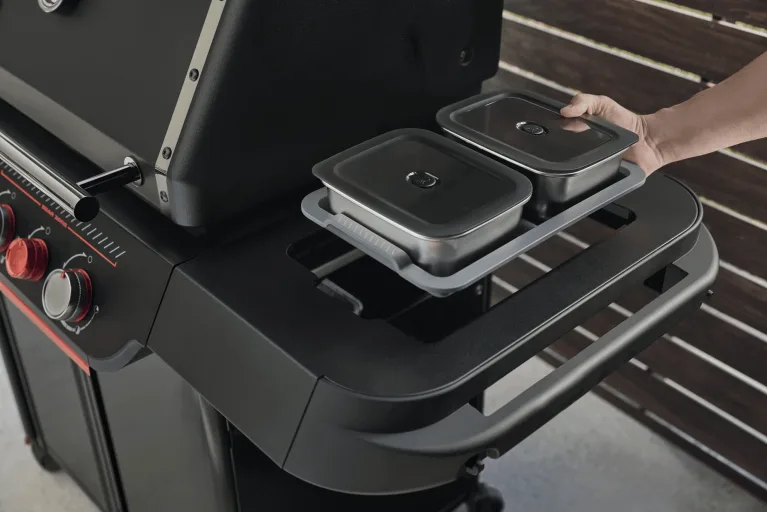 Weber Works Serving Kit gas grill accessory for side shelf. For sale from The Outdoor Scene- Ireland's best garden Center