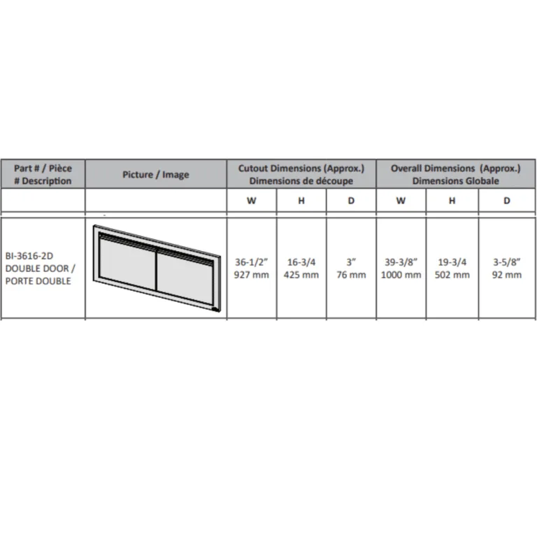 Napoleon Built in Kitchen Component 36 X 16 Inch double door for patio construction. Kitchen Doors for sale in Dublin, Ireland