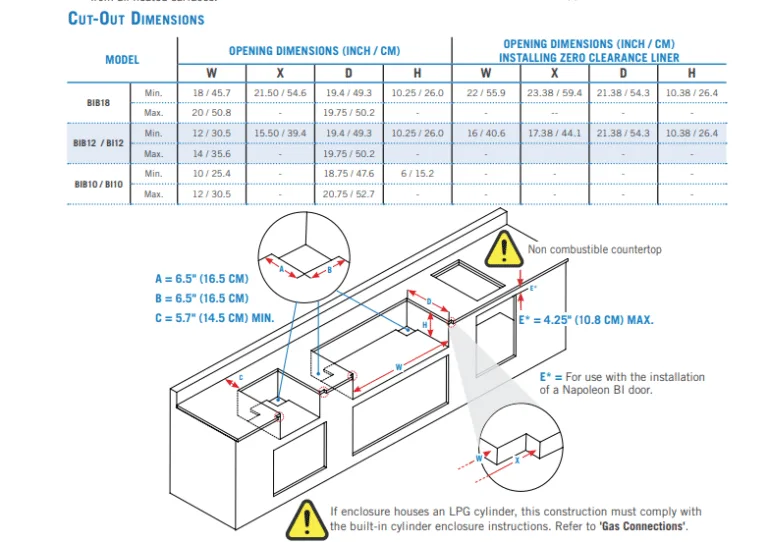 Napoleon Gas grill Built in IR side burner cut out dimension. IR side burner for sale in DUblin