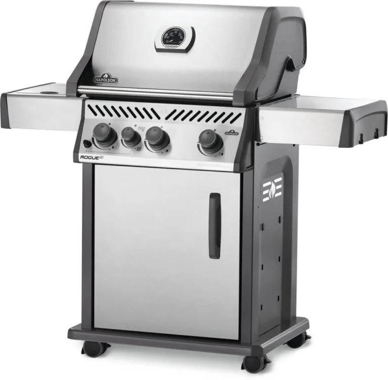 Napoleon Rogue 3 burner XT 425 Stainless steel gas grill with infrared side burner, BBQ for sale, Outdoor Barbecue Ireland from Best garden center in Ireland. right profile