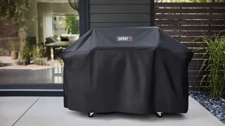 Latest barbecue 2025 from Weber, Genesis E 425W gas barbecue for sale in Dublin. cover outdoors. Patio cover