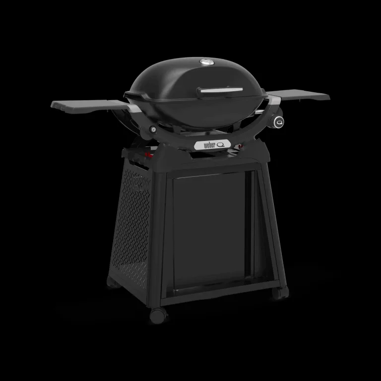 Weber Gas BBQ side view Ireland Latest launch 2025 Q2200 N with side table and permanent cart for sale from The Outdoor Scene