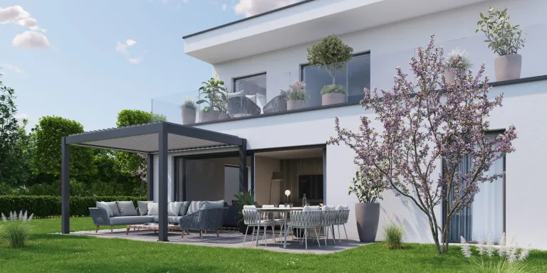 Biohort Pergola in size 3 x 3m for installation and sale in Ireland from Ireland's Premium Garden center The Outdoor Scene