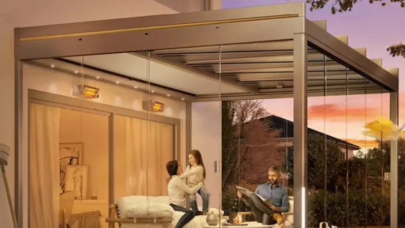 Riva glass Roof Pergola Ireland for sale and installation from the Outdoor Scene