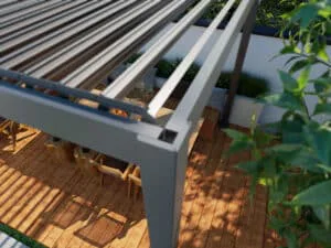 Veranza DIY Garden Pergola with louvered roof and side panels for sale in Ireland from the outdoor Scene, 2 goatstowm