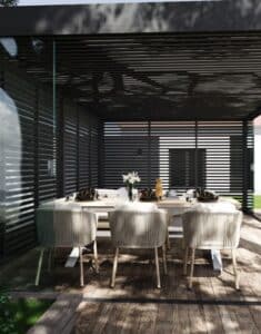 Veranza Freestanding DIY pergolas for sale in Ireland, with outdoor garden furniture
