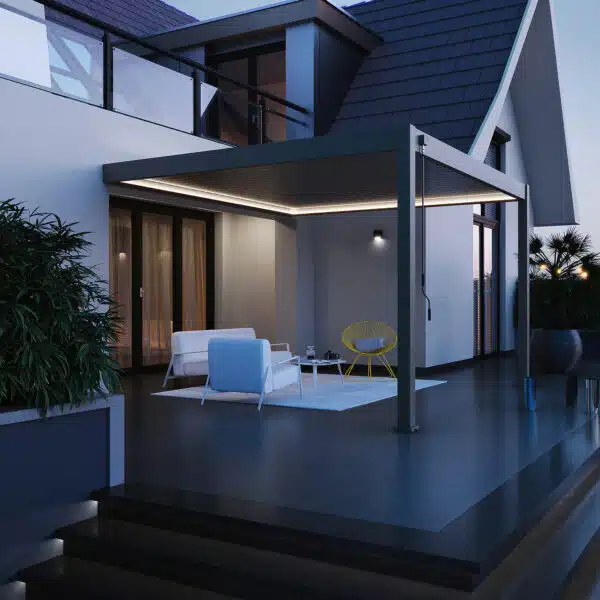 Veranza Wall Mounted Pergola With LED Lights – 4m x 3.6m