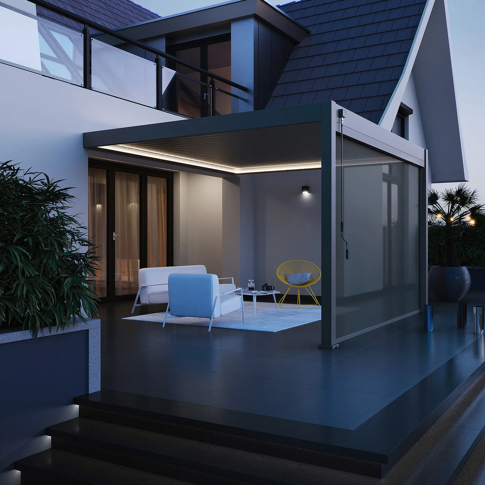 Pergola with roof wall mounted 3.6m x 4m. Pergola in Ireland for sale from The Outdoor Scene. Upgrade your outdoorliving.