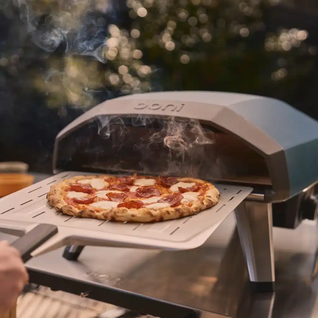 Ooni Koda 2 pizza oven cooking fresh pizza in your garden