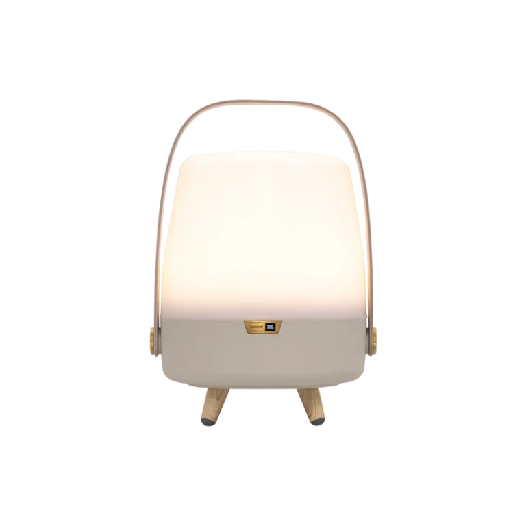 KOODUU Play Lite-up outdoor rechargeable lamp and speaker in sand for sale from The Outdoor Scene, Dublin