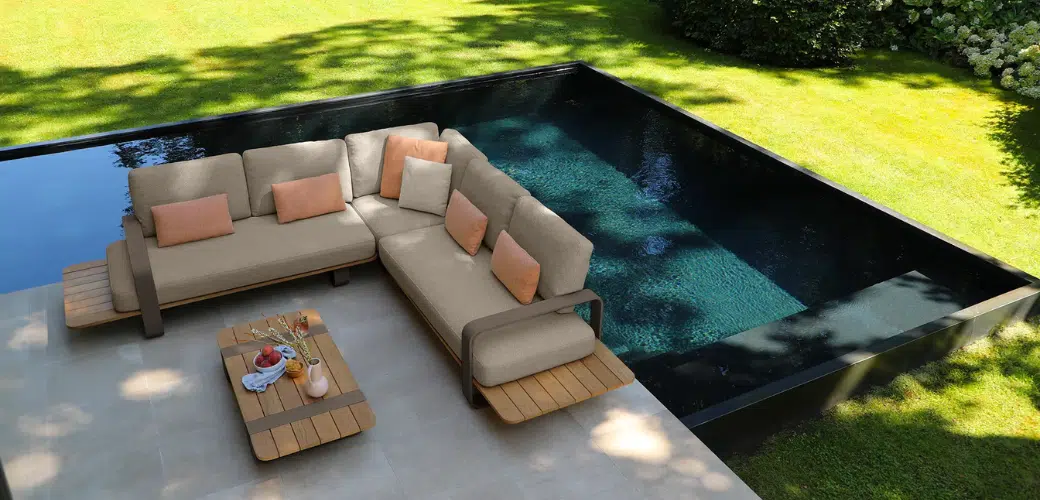 Garden furniture corner lounge set for sale from The Outdoor Scene, Dublin 14. Purchase long lasting high quality corner sofa from outdoor.ie