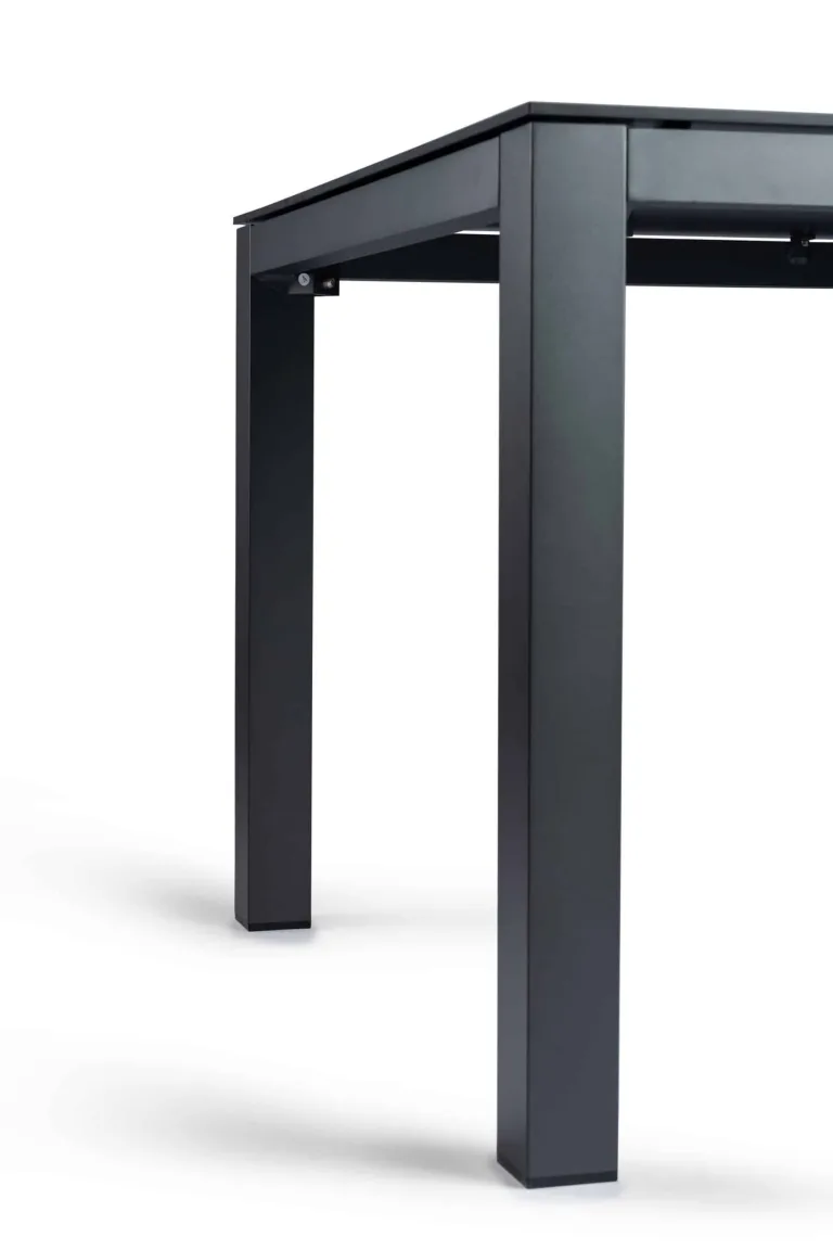 Closeup of 80cm Briga Bistro Dining table in charcoal frame