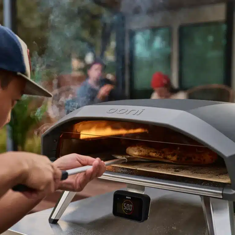 Ooni Koda 2 Pro pizza oven lifestyle cooking pizza on gas pizza oven