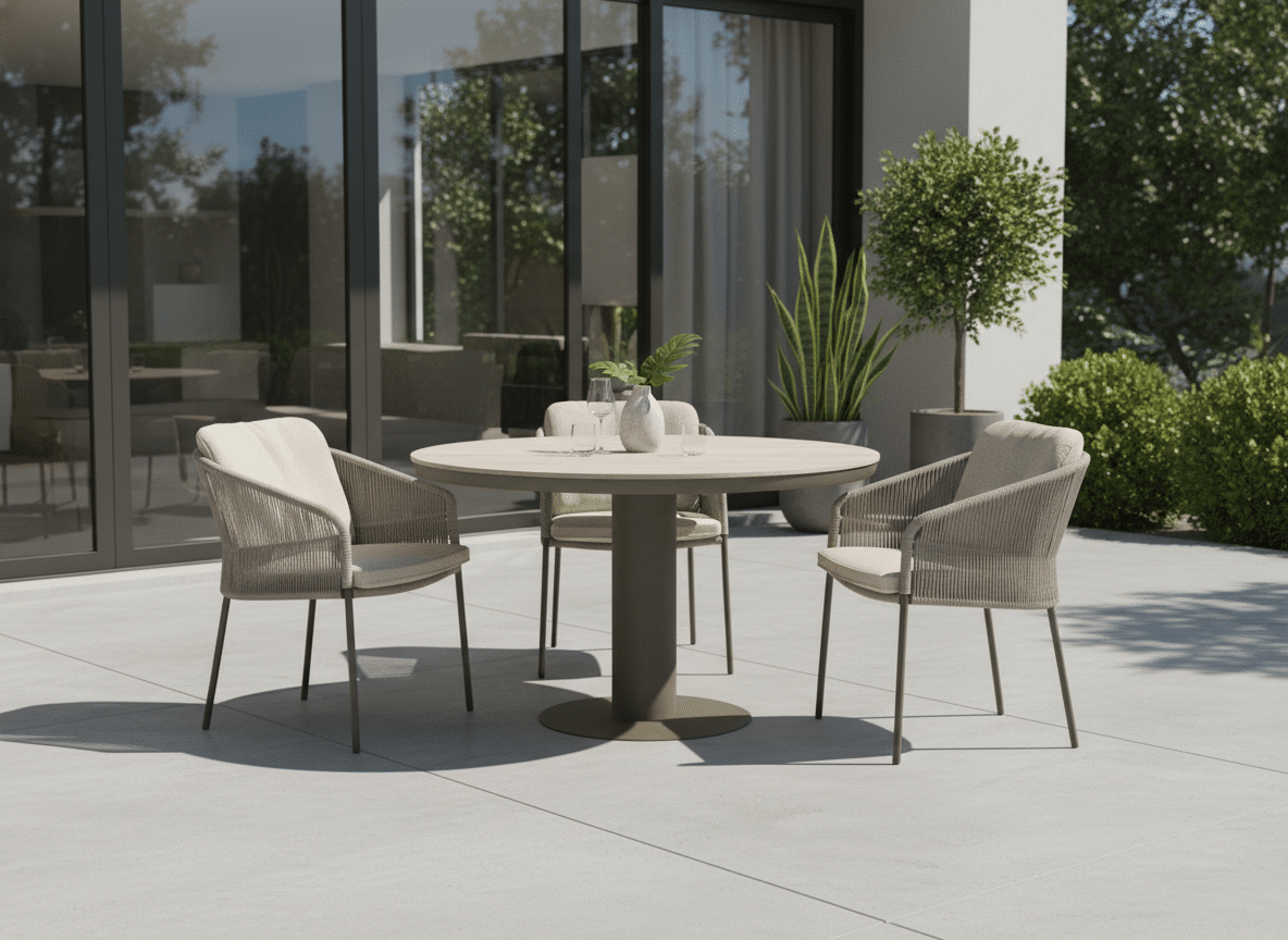 125cm Irin Brown 4 seater Dining Table with 4 Florence Chair in Latte for sale in Ireland