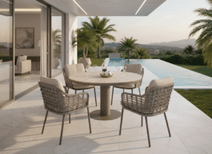 125cm Irin Brown 4 seater Dining Table with 4 Puglia Chair in Latte for sale in Ireland