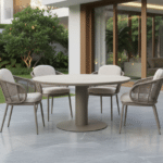 125cm Brown Irin Round Garden Dining Set– 4 Seater