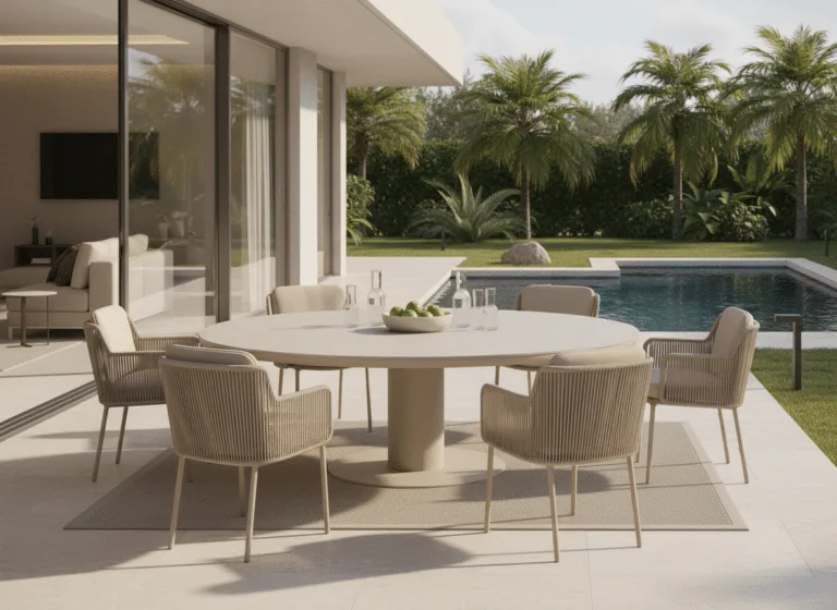 Premium Garden Dining set for sale. irin table with 6 bernini chairs that makes your patio or garden a entertaining diner