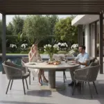 160cm Brown Irin Round Garden Dining Set– 6 Seater