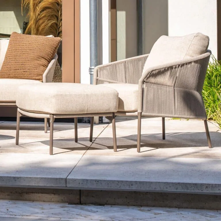Florence Lounge Garden footstool with cushion in TERRE COLOUR for sale. Lifestyle garden furniture