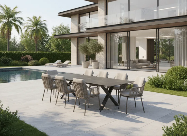 Albatros Taupe Large Extendable 8-10 seater outdoor Dining Set, with Puglia chair, for sale from the Outdoor Scene, Dublin 14, Ireland. Limited sets for sale