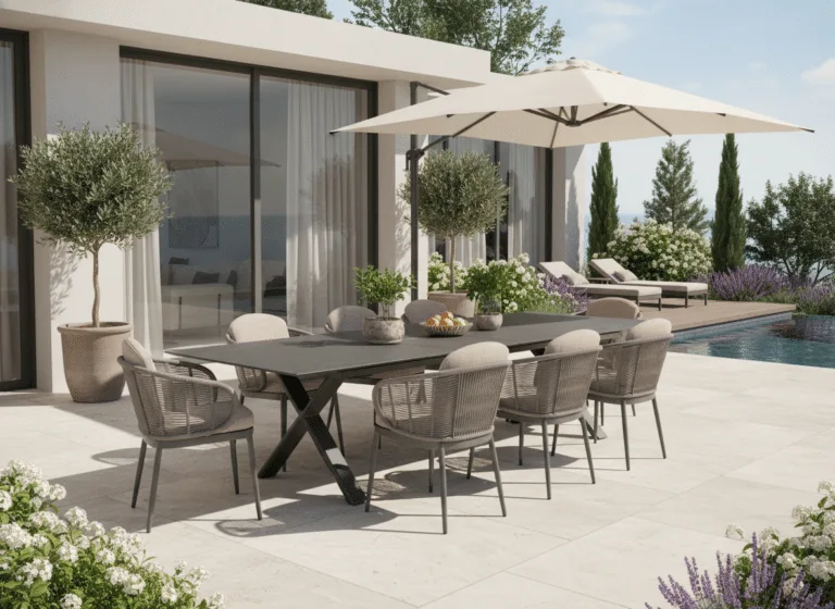 Albatros Taupe Large Extendable 8-10 seater outdoor Dining Set, with Puglia chair, for sale from the Outdoor Scene, Dublin 14, Ireland. Limited sets for sale