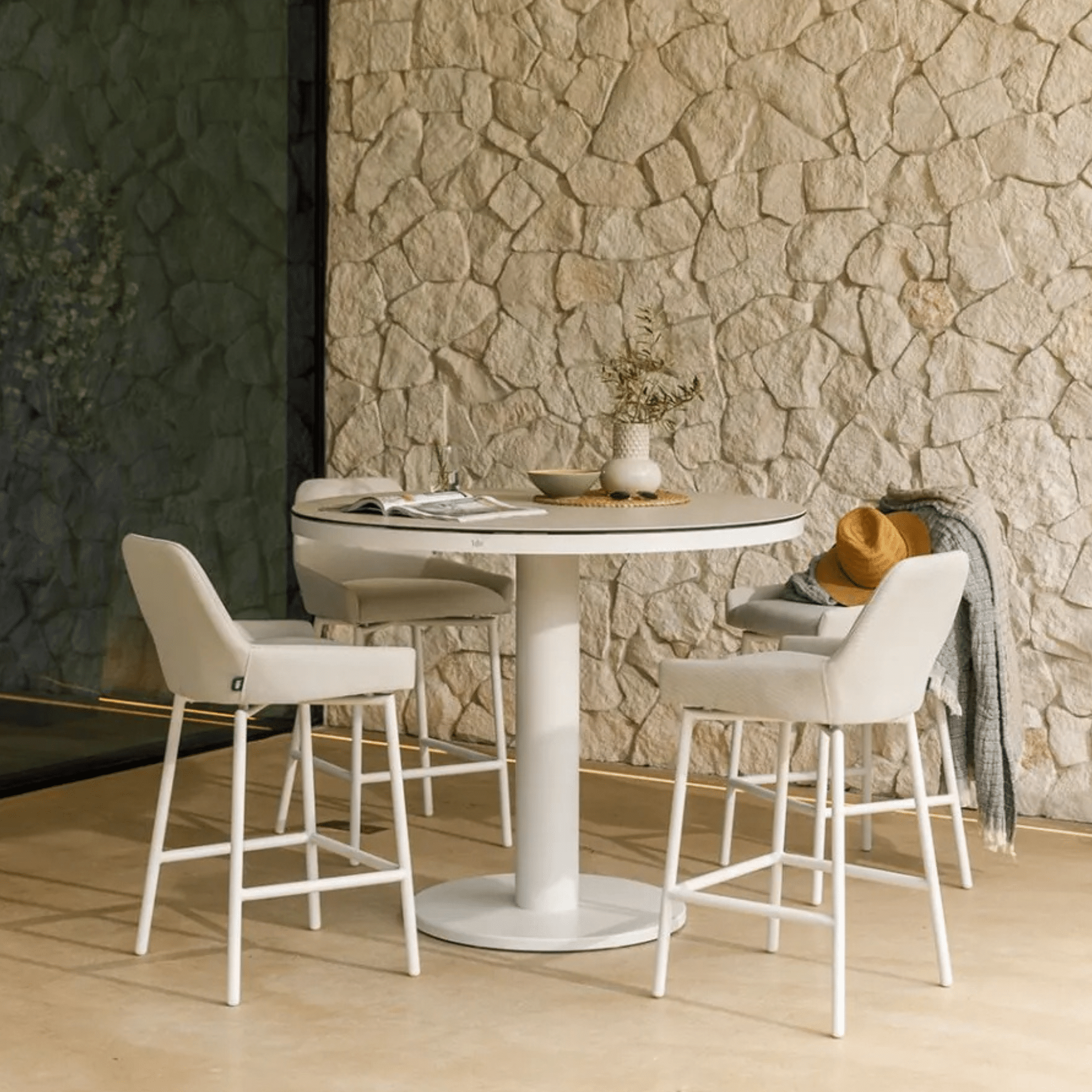 120cm Oslo Round Outdoor Bar Table – 4 Seater – Beige