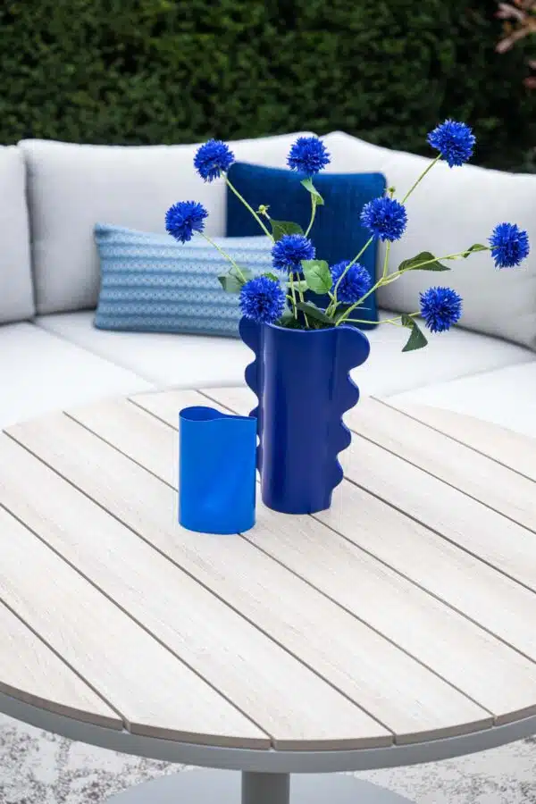 112cm Matera Lounge & Dining Table – Round Taupe – Vironwood Top