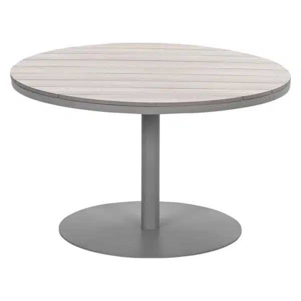 112cm Matera Lounge & Dining Table – Round Taupe – Vironwood Top