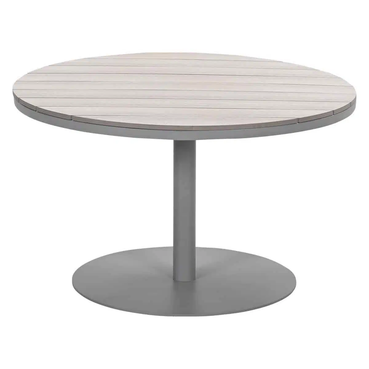 112cm Matera Lounge & Dining Table – Round Taupe – Vironwood Top