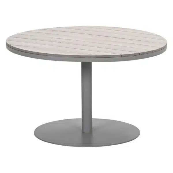 112cm Matera Lounge & Dining Table – Round Taupe – Vironwood Top