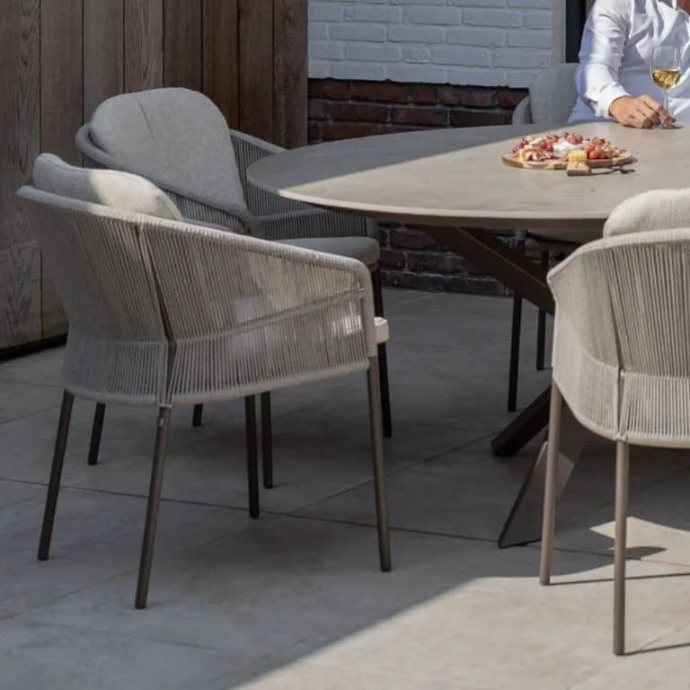 Florence Dining Garden Chair with 2 cushion in TERRE COLOUR for sale. Lifestyle garden furniture group
