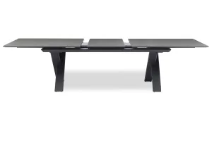 Shop Garden dining table - Albatros Taupe 180cm 6 - 8 seater extendable dining table from The Outdoor Scene, Ireland. working from side angle