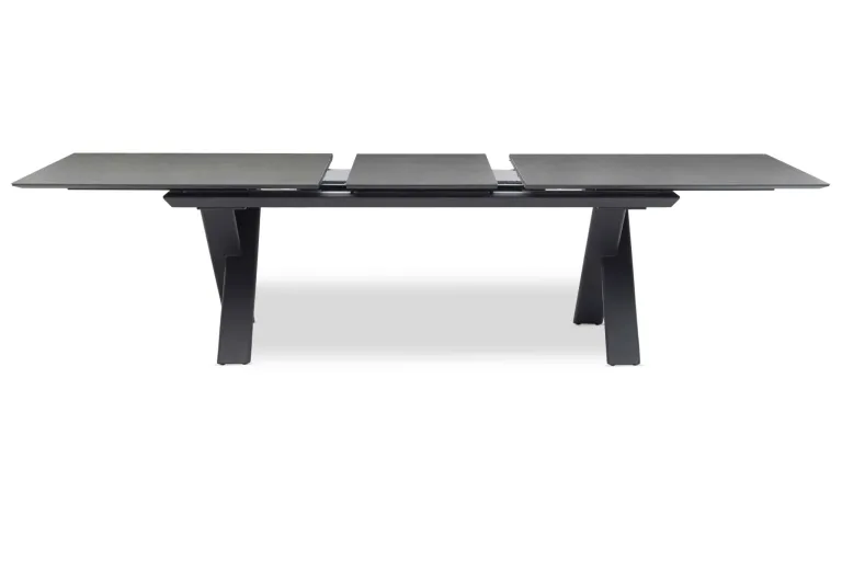 Shop Garden dining table - Albatros Taupe 180cm 6 - 8 seater extendable dining table from The Outdoor Scene, Ireland. working from side angle