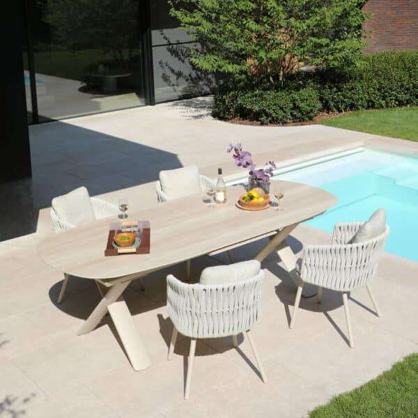 Albatros Organic Extendable Dining Table – 8-10 Seater in Bob Sand