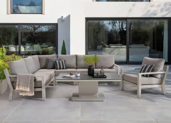 Timber Lounge Corner Sofa Set – Beige