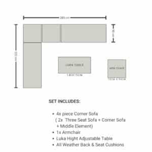 Timber Corner Sofa Full Configuration layout Hybrid Corner Garden Furniture Set for lounging and Dining for sale
