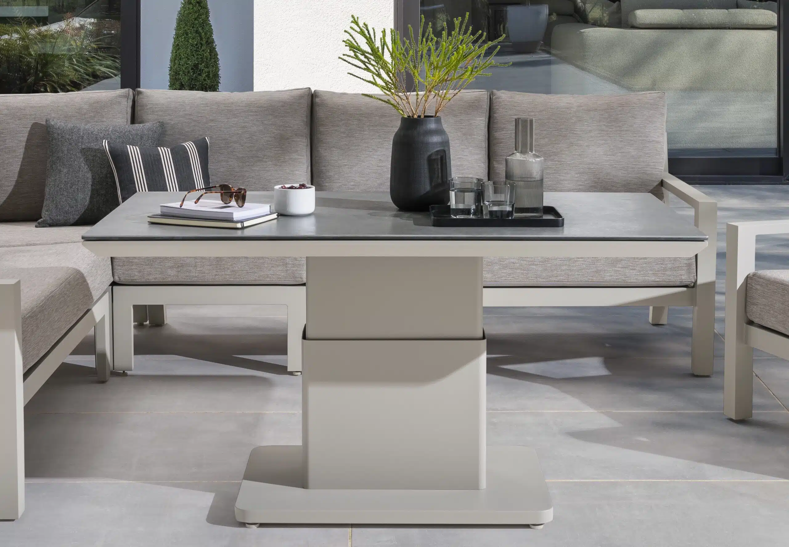 Timber Lounge Corner Sofa Set – Beige