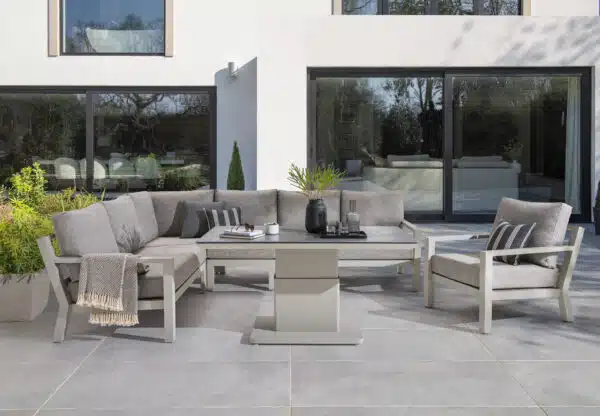 Timber Lounge Corner Sofa Set – Beige