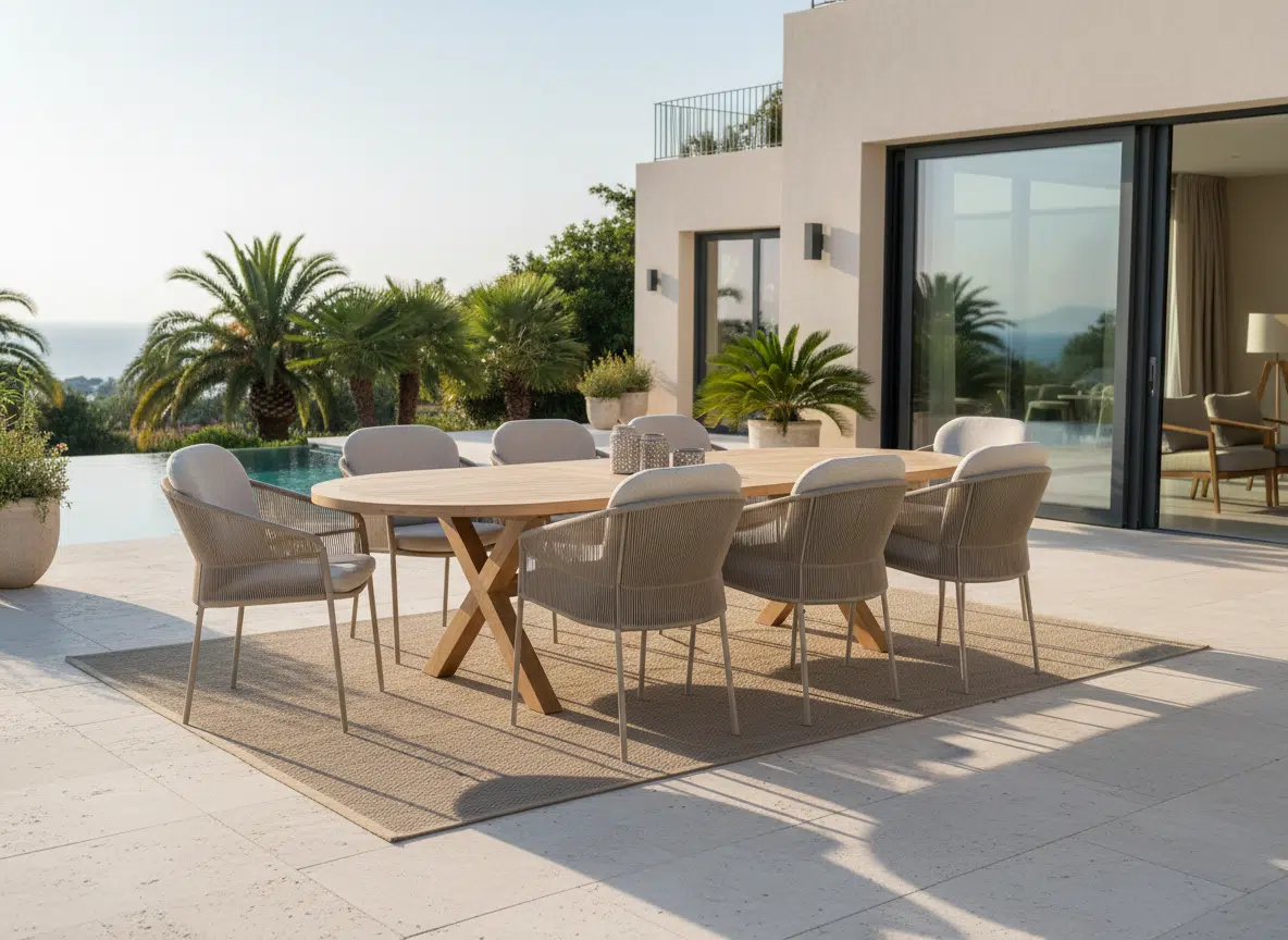 Albatros Organic Extendable 8 -10 seater outdoor Dining Set, with florence chair for sale from the Outdoor Scene, Dublin 14, Ireland