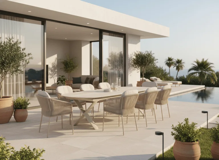 Albatros Organic Extendable 8 -10 seater outdoor Dining SEt, with florence chair, for sale from the Outdoor Scene, Dublin 14, Ireland