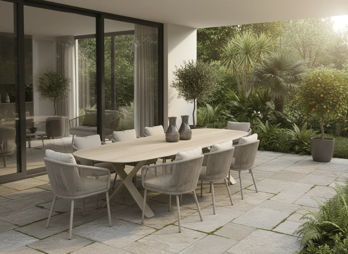 8 Harbour chairs with Albatros Organic Extendable 8 -10 seater outdoor Dining SEt for sale from the Outdoor Scene, Dublin 14, Ireland
